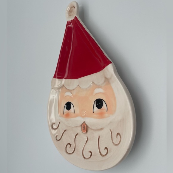 Johanna Parker Santa Claus Face Ceramic Trinket Plate Spoon Rest Christmas -NWT - Picture 2 of 4
